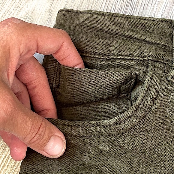 ZARA • High-Rise Stretchy Denim Skinny Jeans • Size W6 x L27 • Army Green - Picture 9 of 13